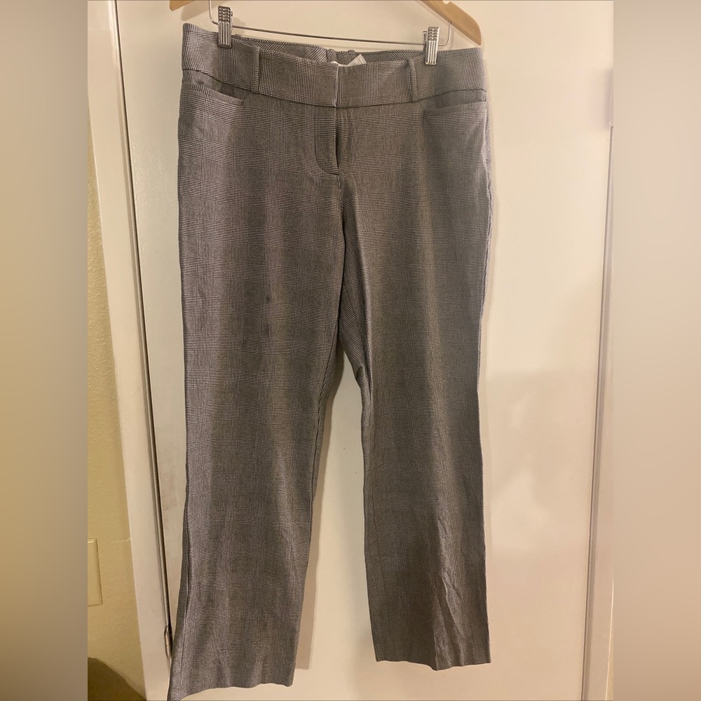 Womens 7TH Ave Design Studio NEW YORK AND CO BLACK & WHITE PLAID PANTS, Sz 12
